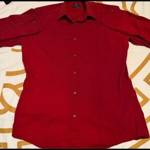 Mexx button up Long Sleeve Dress dress shirt. Large. Red
